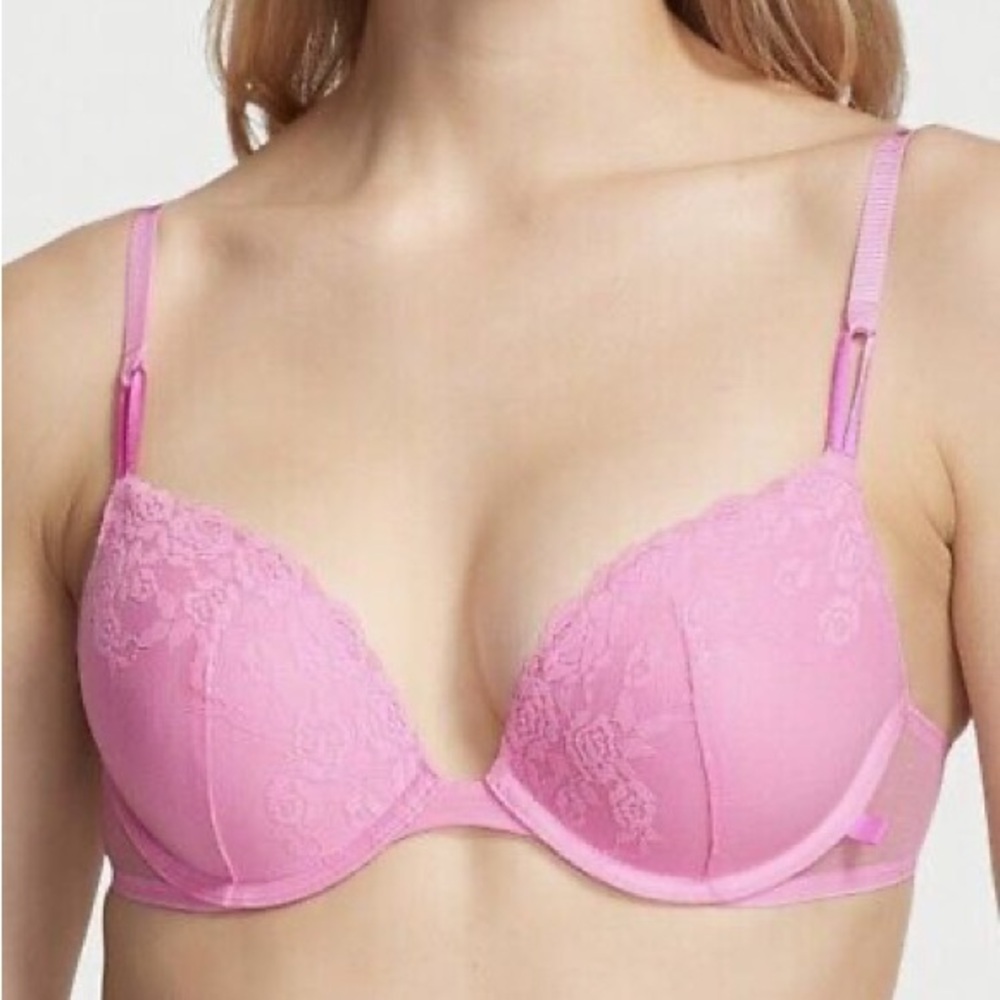 Victoria's Secret 34c Pink Tee Lace Push-Up Bra *NWT*